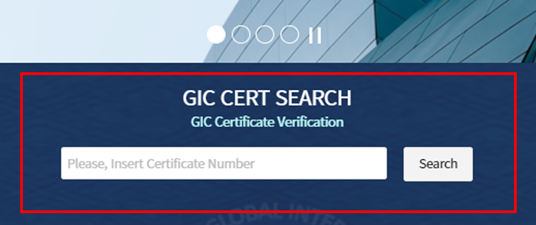 GIC Certificate sample and items